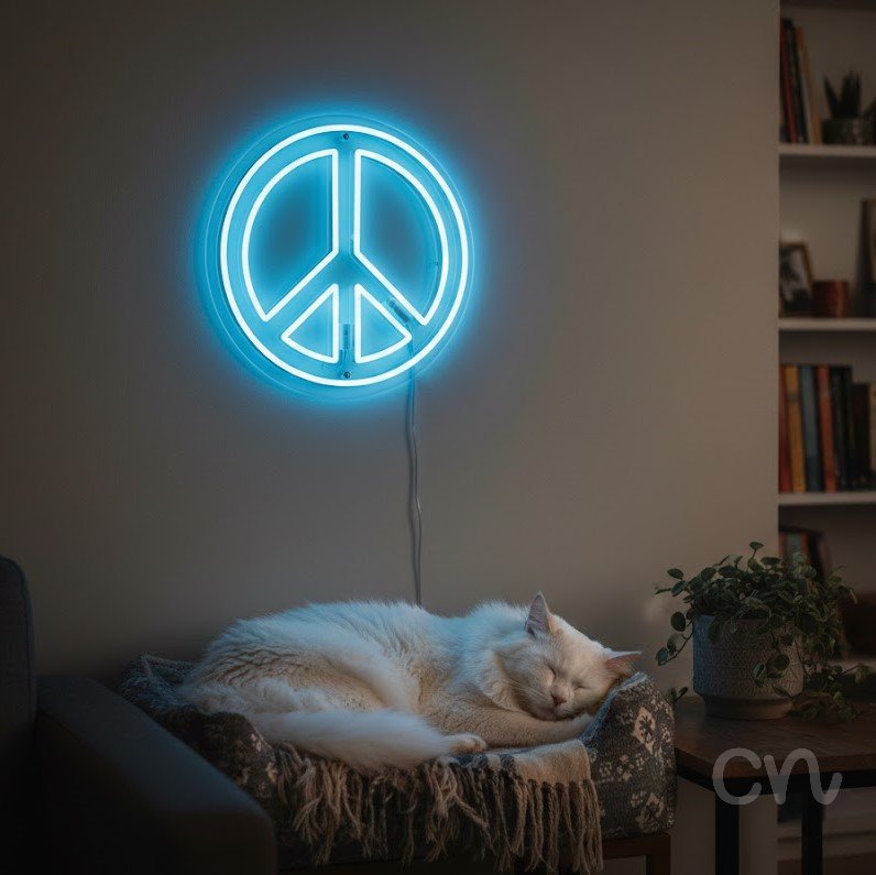 Custom Neon | Peace Symbol Neon Sign | 17x17 | Blue Light Decor for Home and Office 2