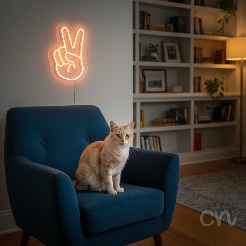 Custom Neon | Peace Sign Neon Sign | 17x12 | Orange Neon Sign for Home and Party Decor 2