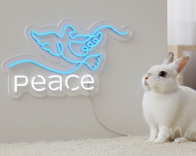 Custom Neon | Peace Neon Sign | 13x24 | Blue and White Neon Sign for Home Decor 2