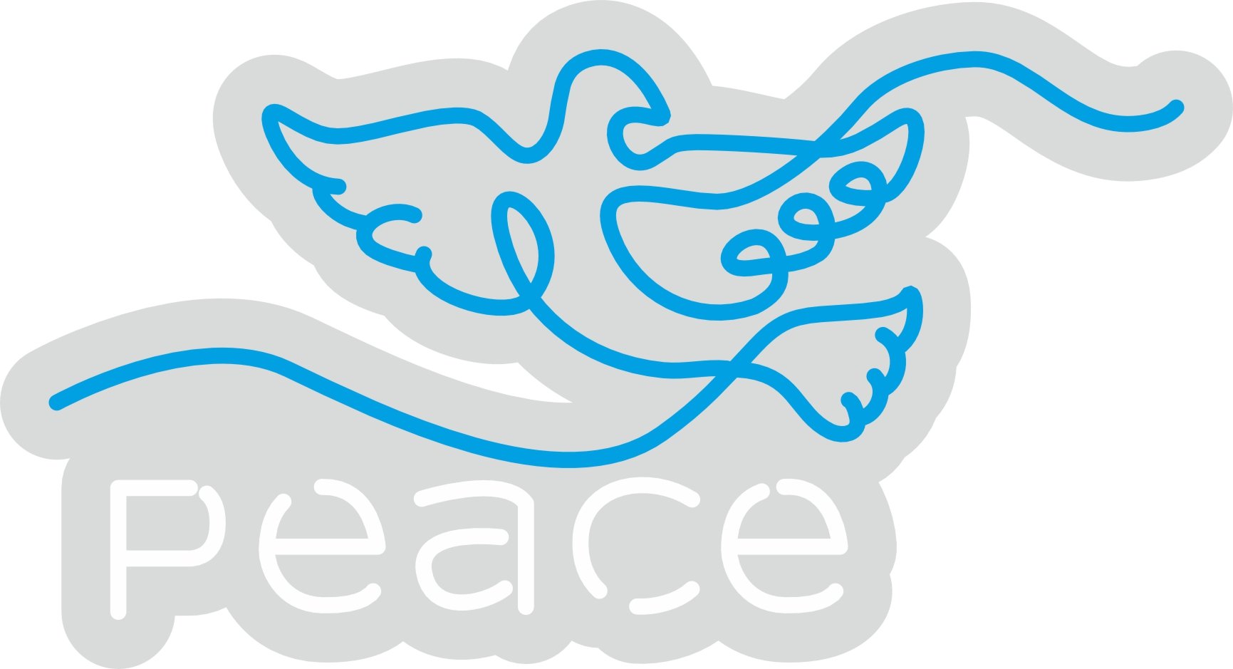 Custom Neon | Peace Neon Sign | 13x24 | Blue and White Neon Sign for Home Decor 3