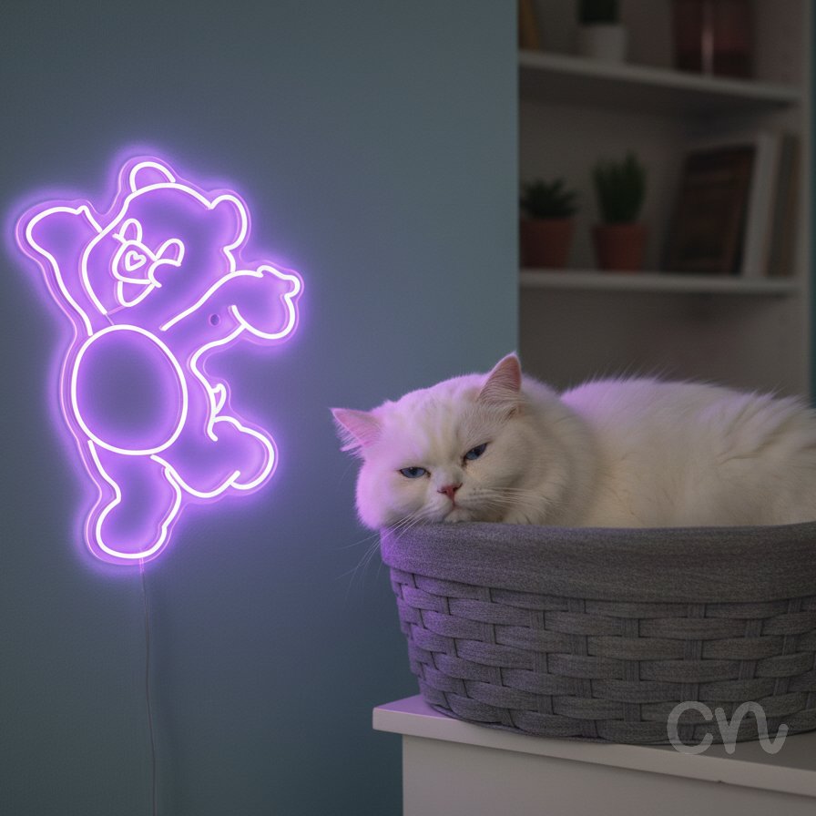 Custom Neon | Bear Design Neon Sign | 18x14 | Purple Neon Sign for Bedroom and Decor 2