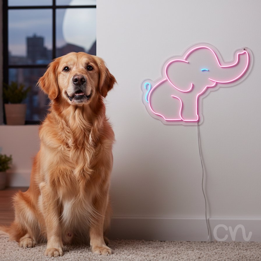 Custom Neon | Elephant Neon Sign | 15x20 | Pink and Blue Neon Sign for Home Decor 2