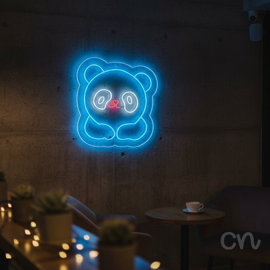 Custom Neon | Panda Neon Sign | 15x14 | Blue White Red Neon Sign for Room Decor 2
