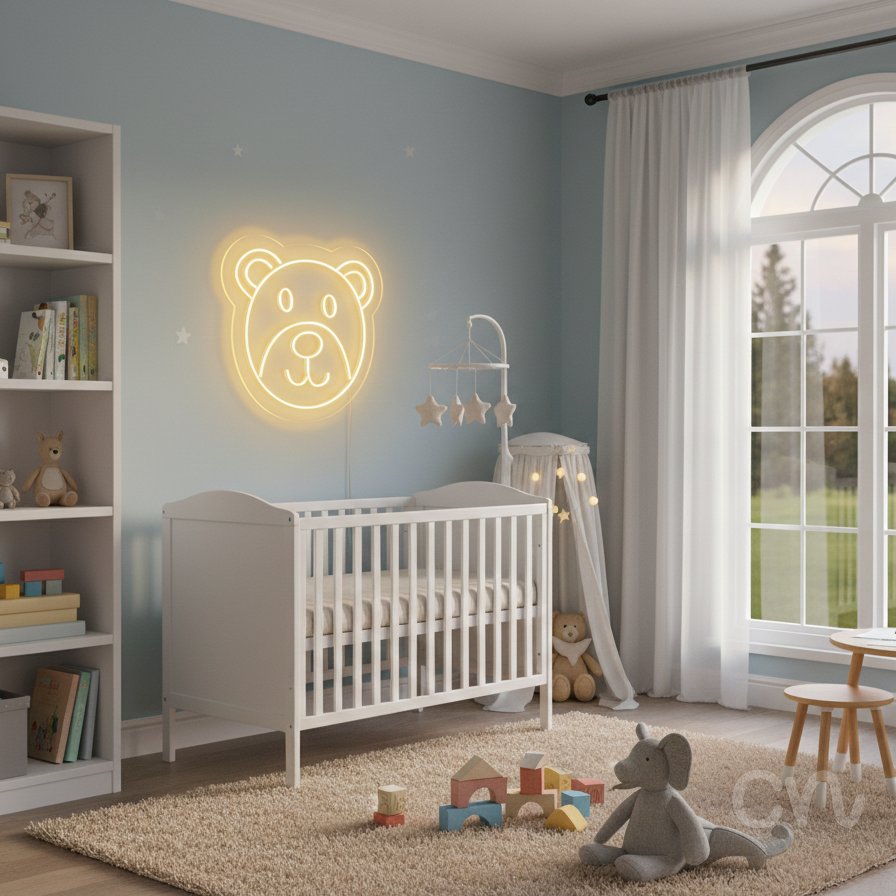 Custom Neon | Bear Face Neon Sign | 15x16 | Yellow Light Decor for Room Lounge Bar 2