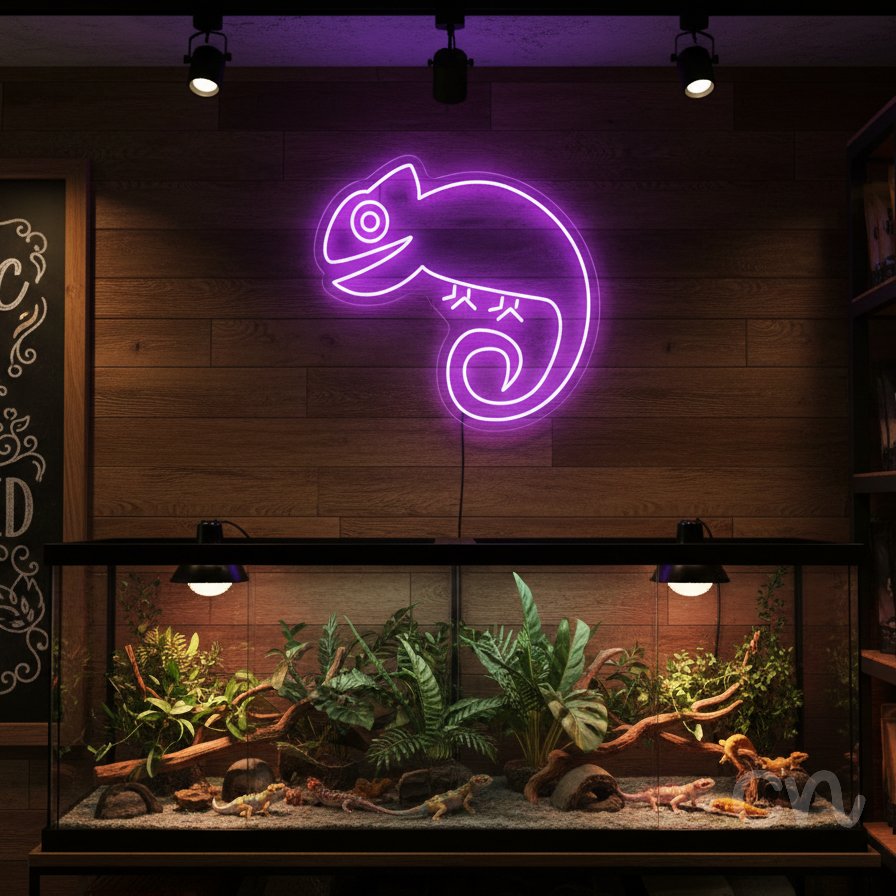 Custom Neon | Chameleon Neon Sign | 15x15 | Purple Neon Sign for Bedroom or Bar 2