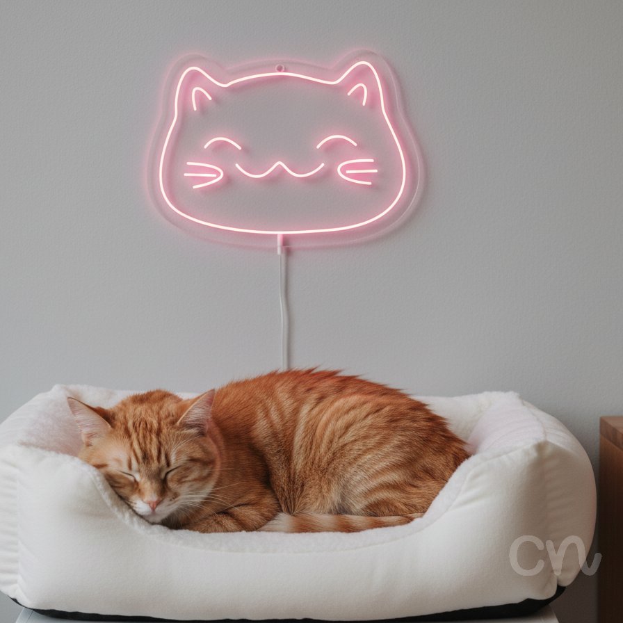 Custom Neon | Cat Face Neon Sign | 14x19 Inches | Hot Pink Neon Sign for Room Decor 2