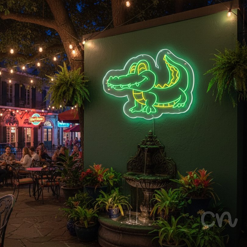 Custom Neon | Crocodile Design Neon Sign | 15x20 | Green and Yellow Neon Sign 2