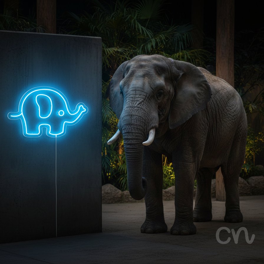 Custom Neon | Elephant Design Neon Sign | 14x22 Inches | Light Blue Neon Sign 2
