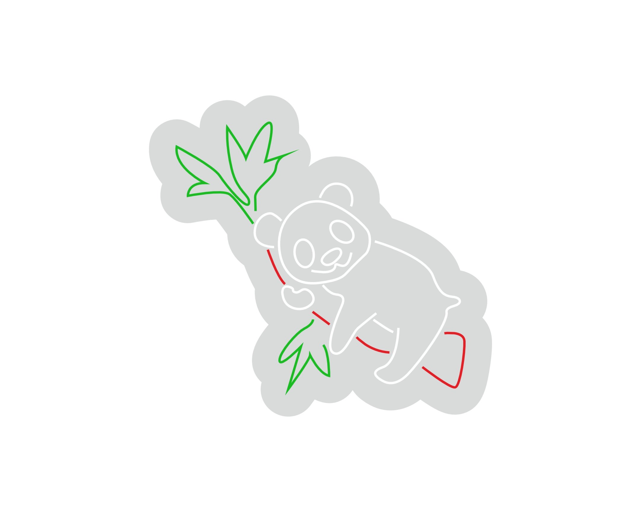Custom Neon | Panda on Bamboo Neon Sign | 15x16 | Green White Red Color 3