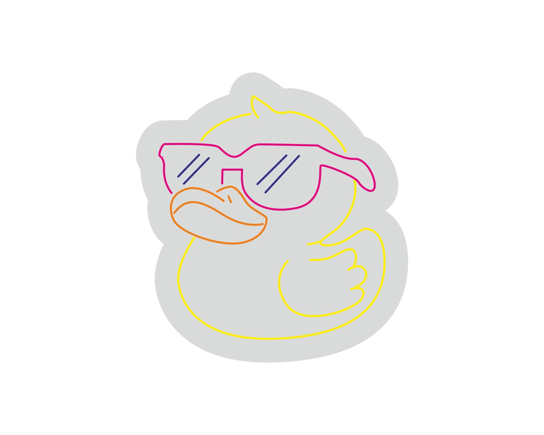 Custom Neon | Duck with Sunglasses Neon Sign | 16x15 | Neon Yellow Hot Pink Orange Dark Blue 3