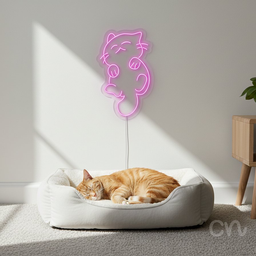 Custom Neon | Cat Face Neon Sign | 19x12 | Hot Pink Neon Sign for Home Decor 2