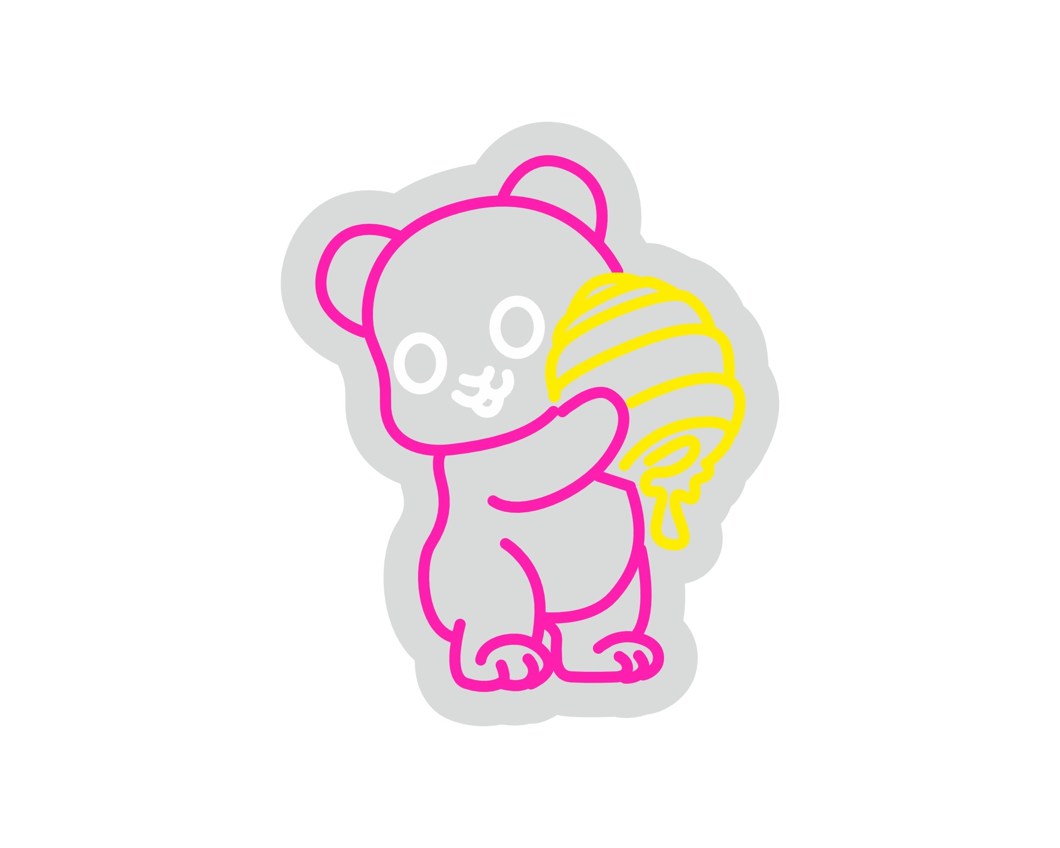 Custom Neon | Bear with Honey Neon Sign | 17x14 | Hot Pink and Yellow Neon Sign 3