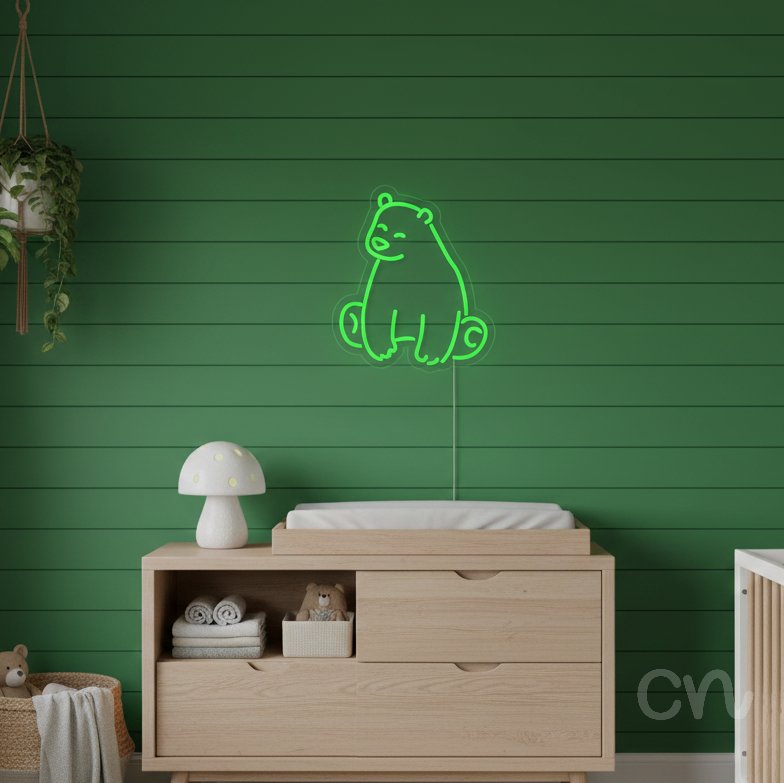 Custom Neon | Bear Design Neon Sign | 15x13 Inches | Neon Green Bright Wall Decor 2