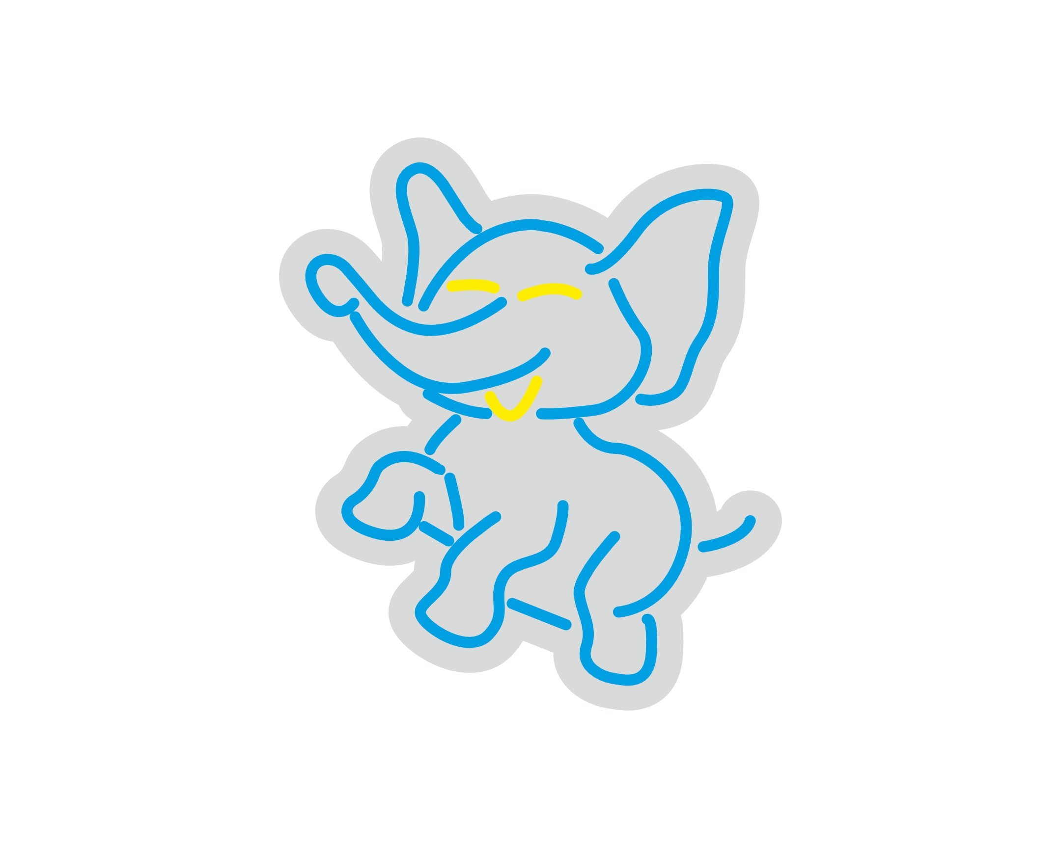 Custom Neon | Elephant Neon Sign | 16x14 | Sky Blue and Yellow Neon Sign 3