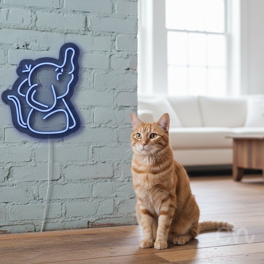 Custom Neon | Elephant Design Neon Sign | 17x14 | Blue Neon Sign for Home Decor 2