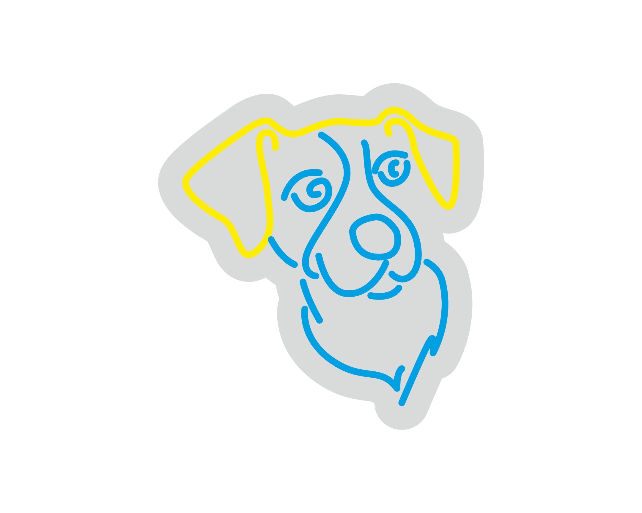Custom Neon | Dog Face Neon Sign | 16x15 | Yellow and Blue Neon Sign for Animal Lovers 3