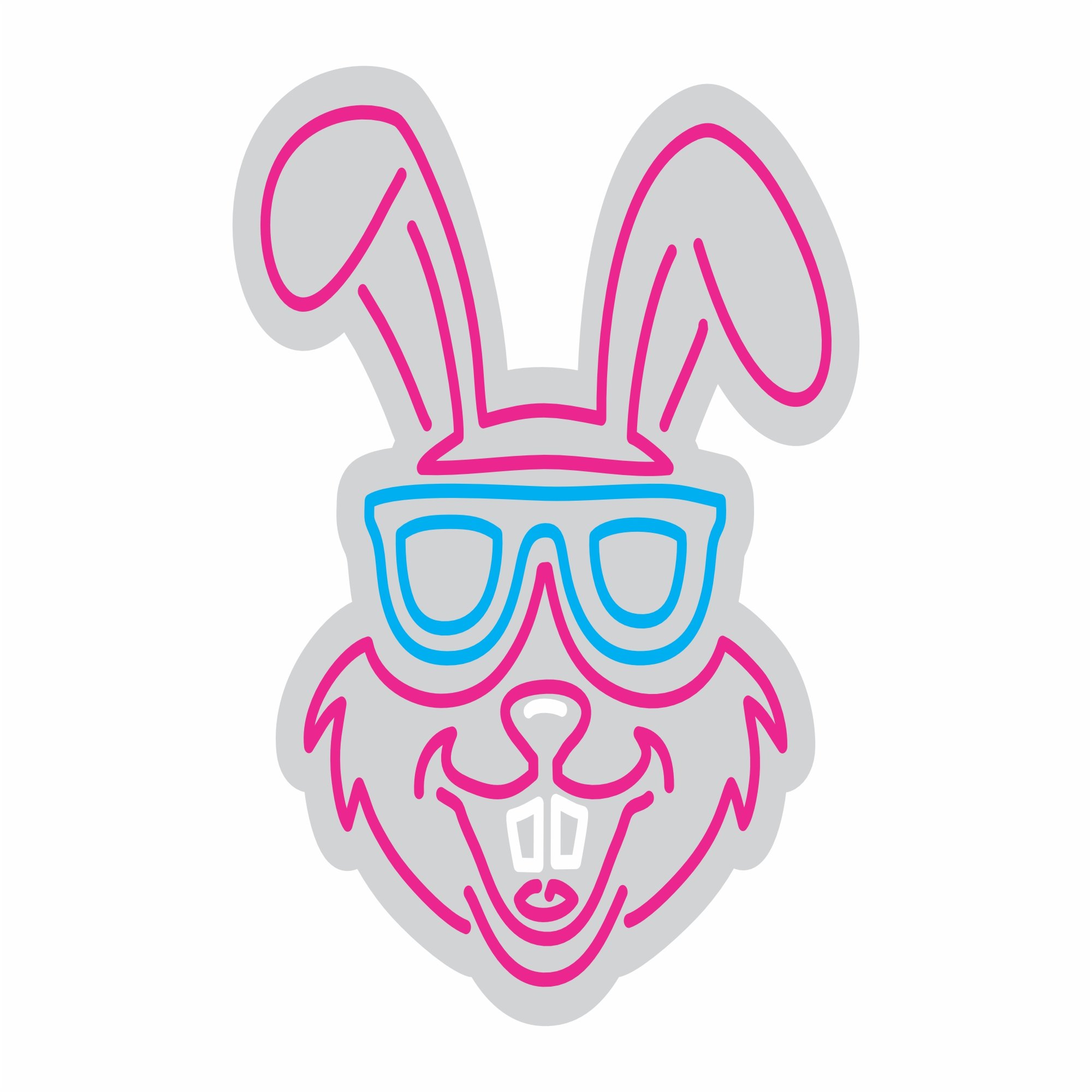 Custom Neon | Rabbit with Sunglasses Neon Sign | 21x20 | Hot Pink and Ice Blue 3