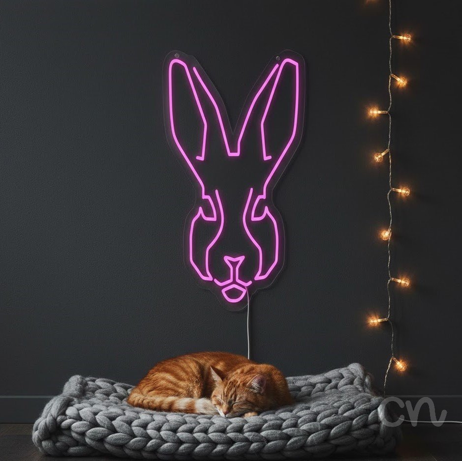 Custom Neon | Rabbit Face Neon Sign | 23x18 | Hot Pink 2