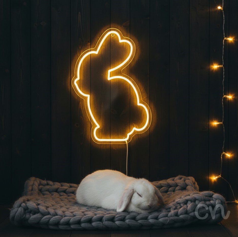 Custom Neon | Rabbit Neon Sign | 19x18 | Yellow Neon Sign for Home Decor and Parties 2