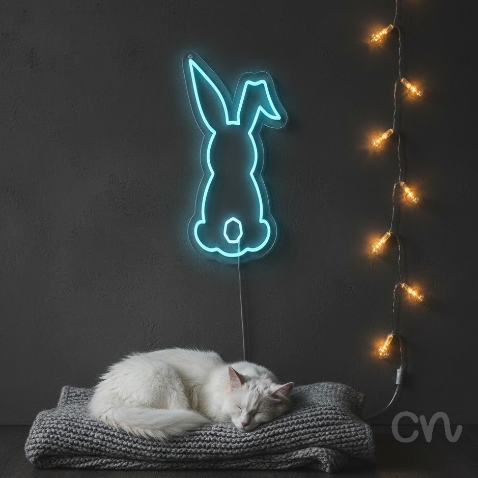 Custom Neon | Rabbit Neon Sign | 19x13 Inches | Ice Blue Neon Sign for Decor 2