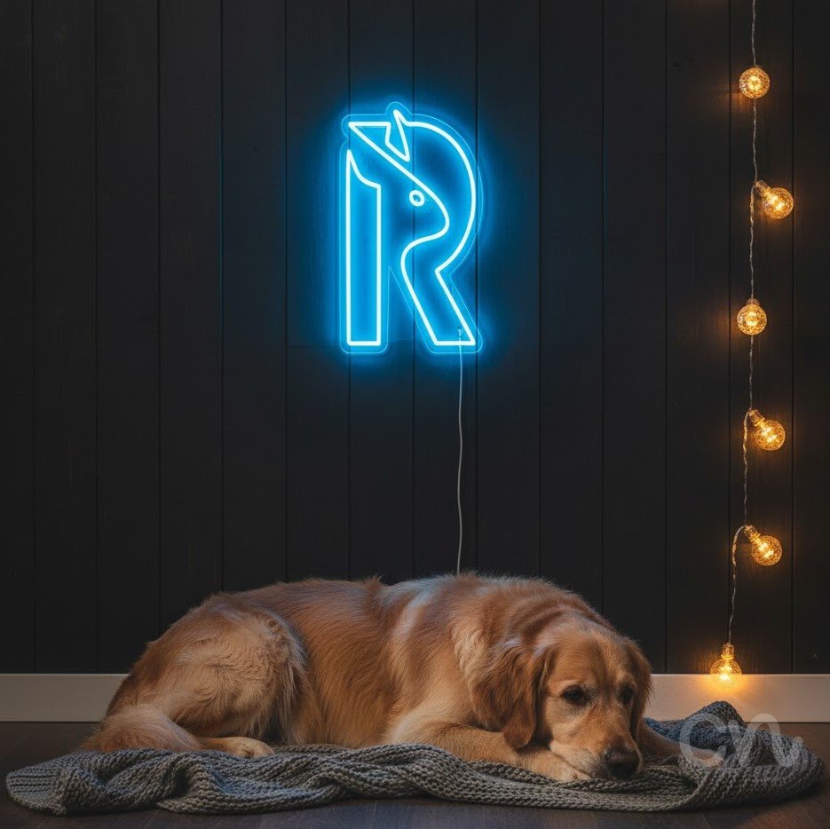 Custom Neon | Horse Head with R Neon Sign | 21x17 | Ice Blue 2