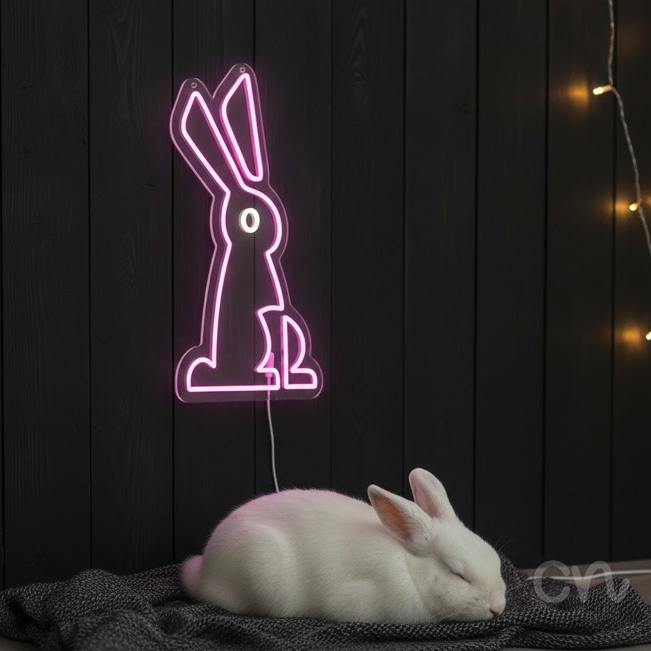 Custom Neon | Rabbit Neon Sign | 21x14 Inches | Hot Pink LED Neon Sign for Room Decor 2