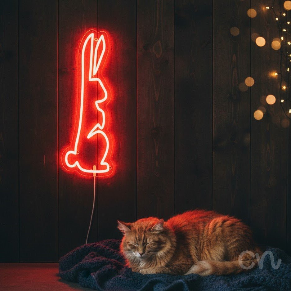 Custom Neon | Rabbit Design Neon Sign | 21x10 | Red Neon Sign for Home Decor 2
