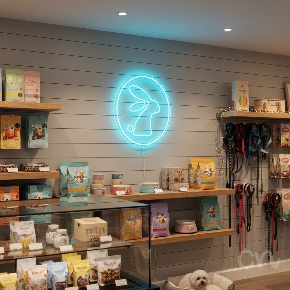 Custom Neon | Rabbit Neon Sign | 21x21 | Ice Blue Neon Sign for Decor and Rooms 2