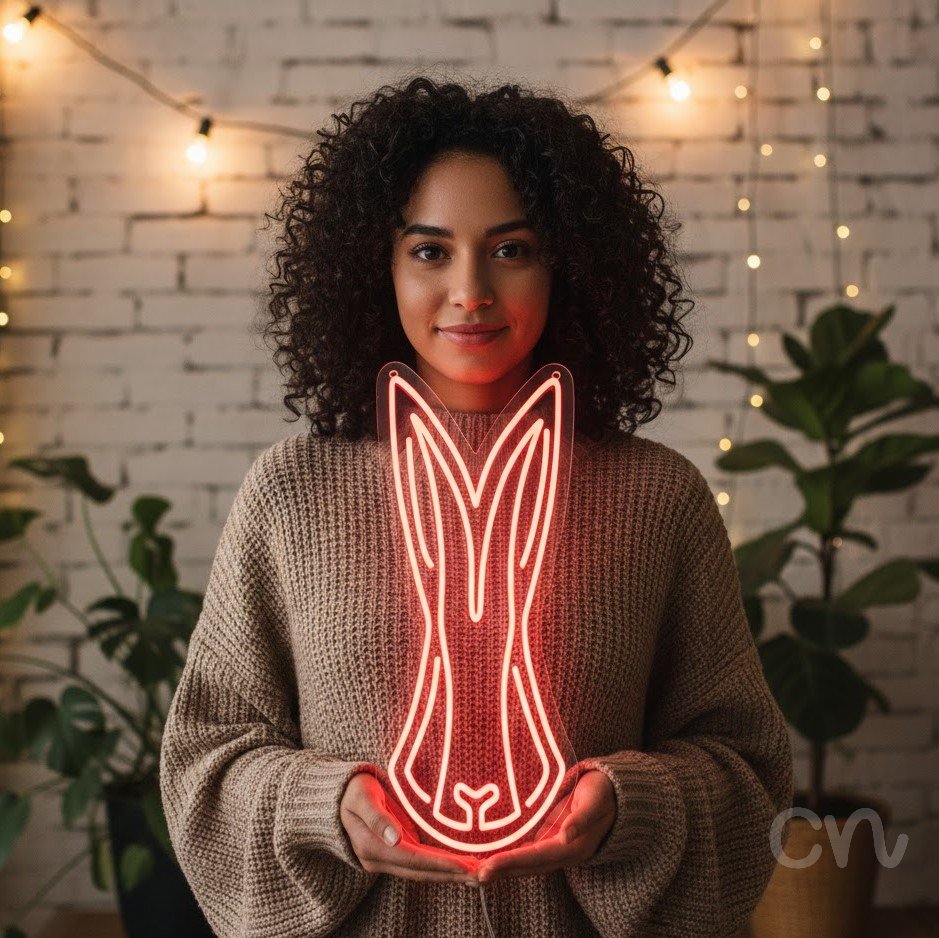 Custom Neon | Rabbit Head Neon Sign | 21x12 Inches | Red Neon Sign for Home Decor