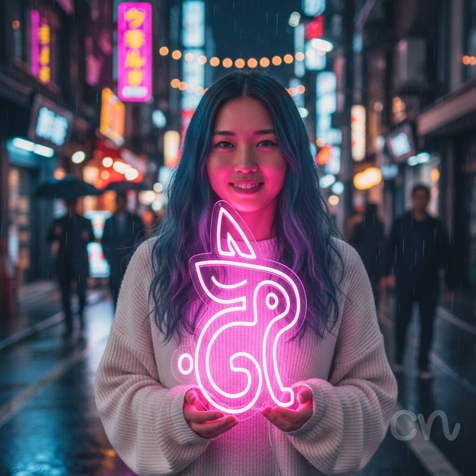 Custom Neon | Rabbit Design Neon Sign | 29x16 | Hot Pink