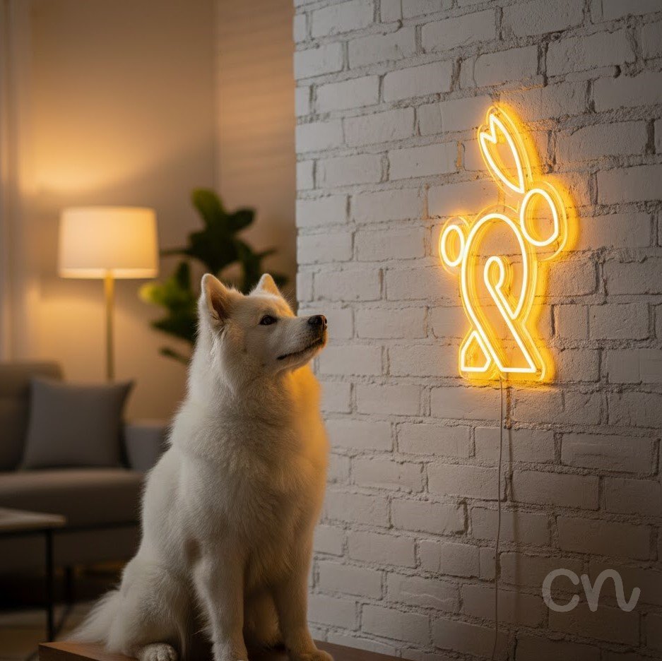 Custom Neon | Rabbit Design Neon Sign | 21x18 | Yellow Neon Sign for Wall Decor 2