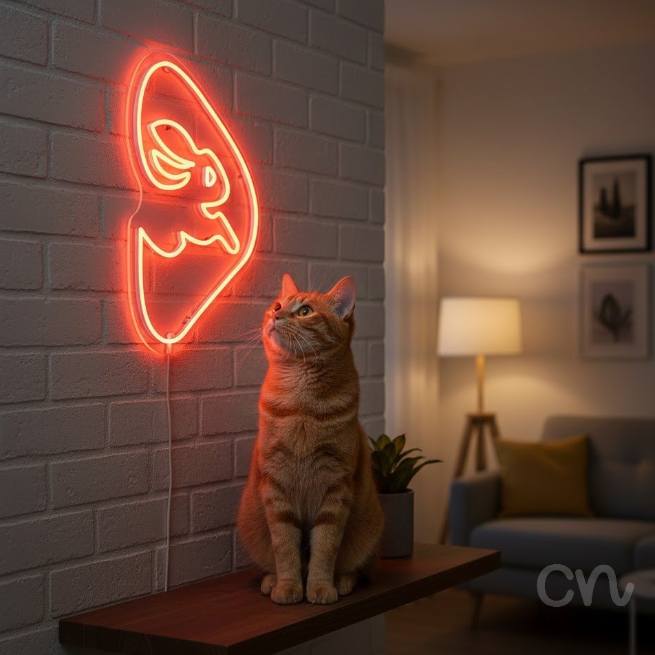 Custom Neon | Rabbit Design Neon Sign | 20x18 | Red Color for Bedroom, Bar, or Lounge 2