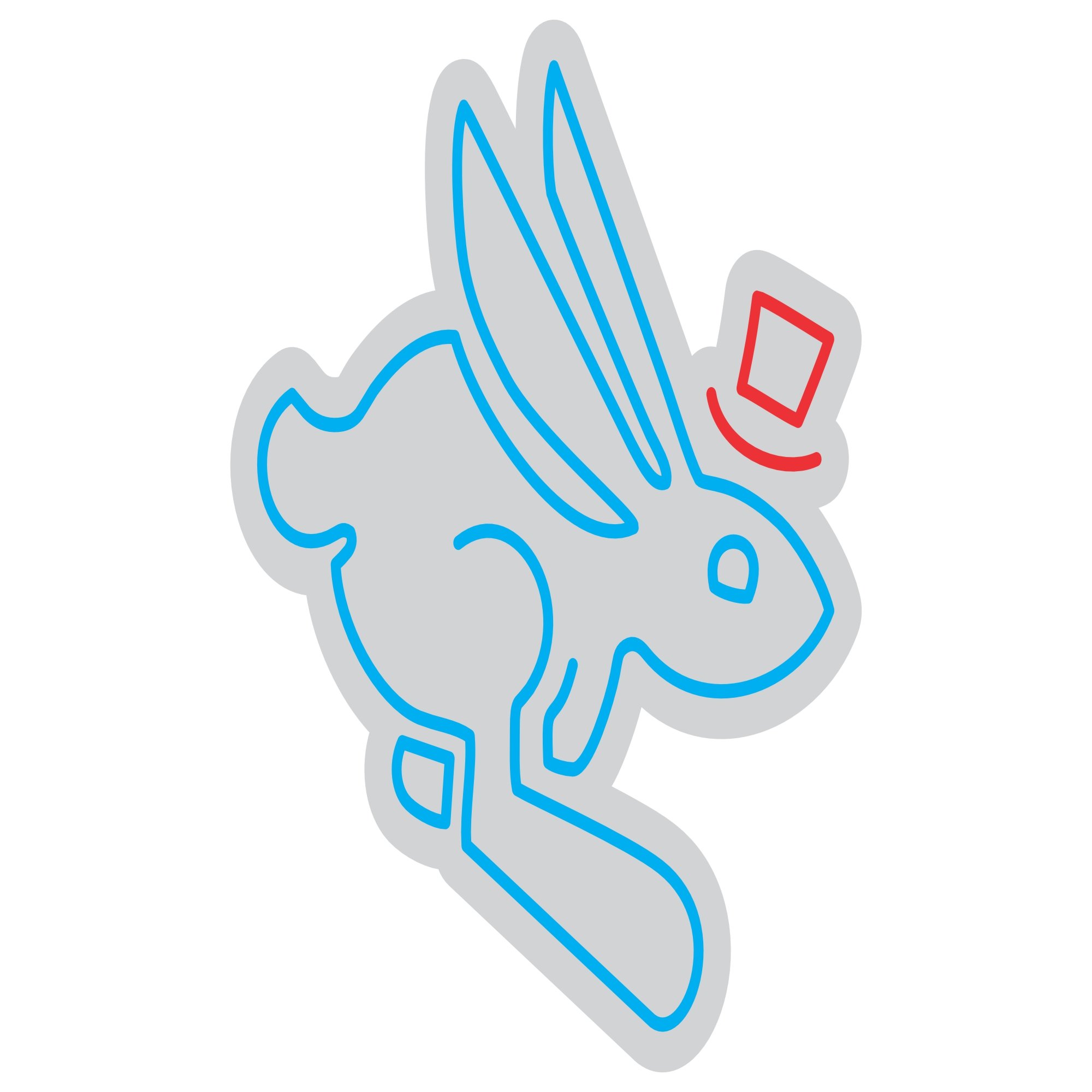 Custom Neon | Rabbit with Top Hat Neon Sign | 23x20 Inches | Blue and Red Colors 3