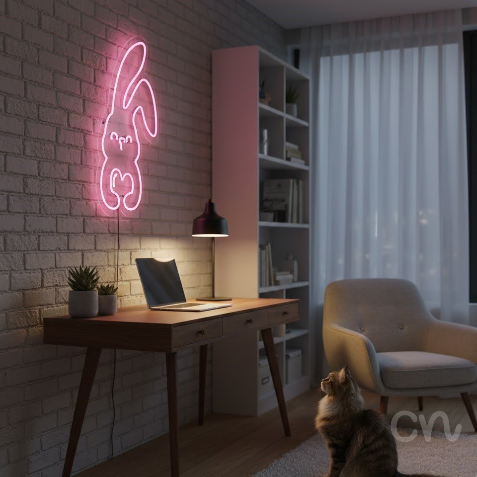 Custom Neon | Rabbit Design Neon Sign | 22x16 | Hot Pink