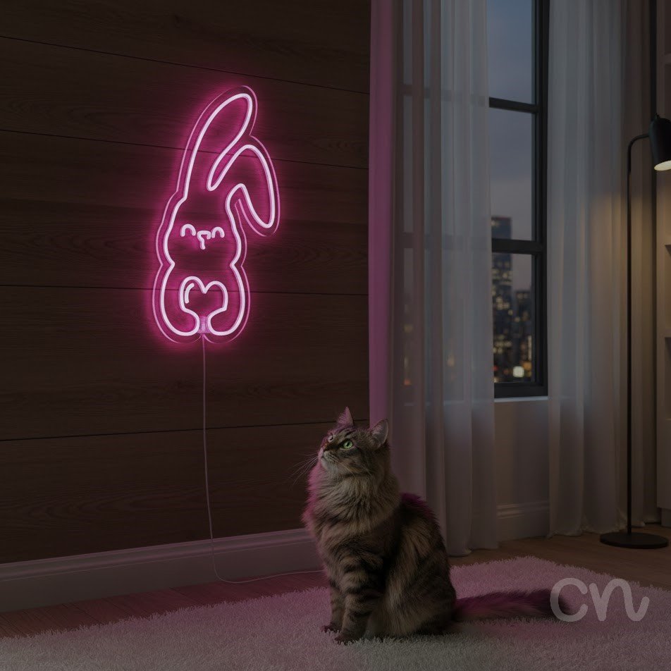 Custom Neon | Rabbit Design Neon Sign | 22x16 | Hot Pink 2