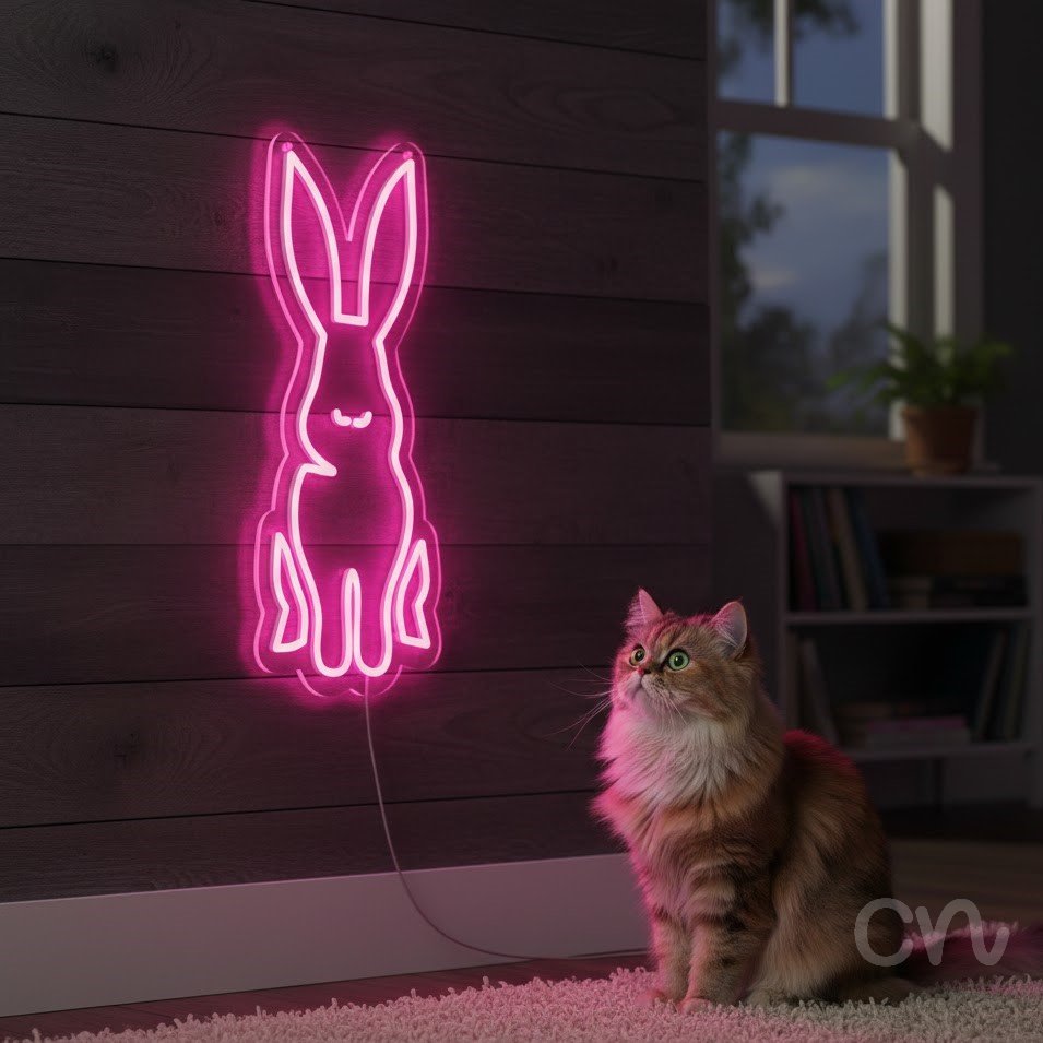 Custom Neon | Rabbit Neon Sign | 19x10 | Hot Pink Neon Sign for Decor & Party Nights 2