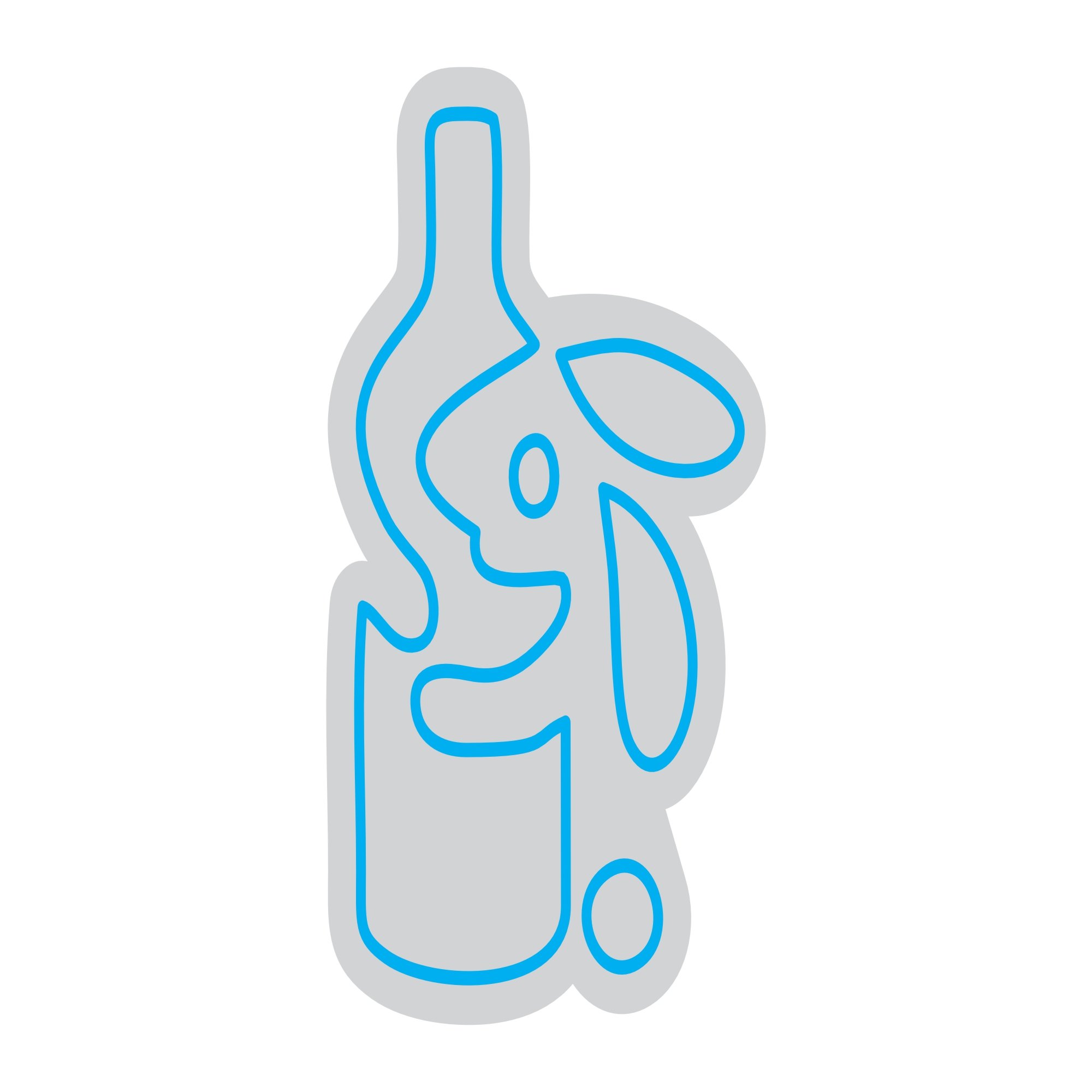 Custom Neon | Wine Bottle and Rabbit Neon Sign | 21x14 | Light Blue 3