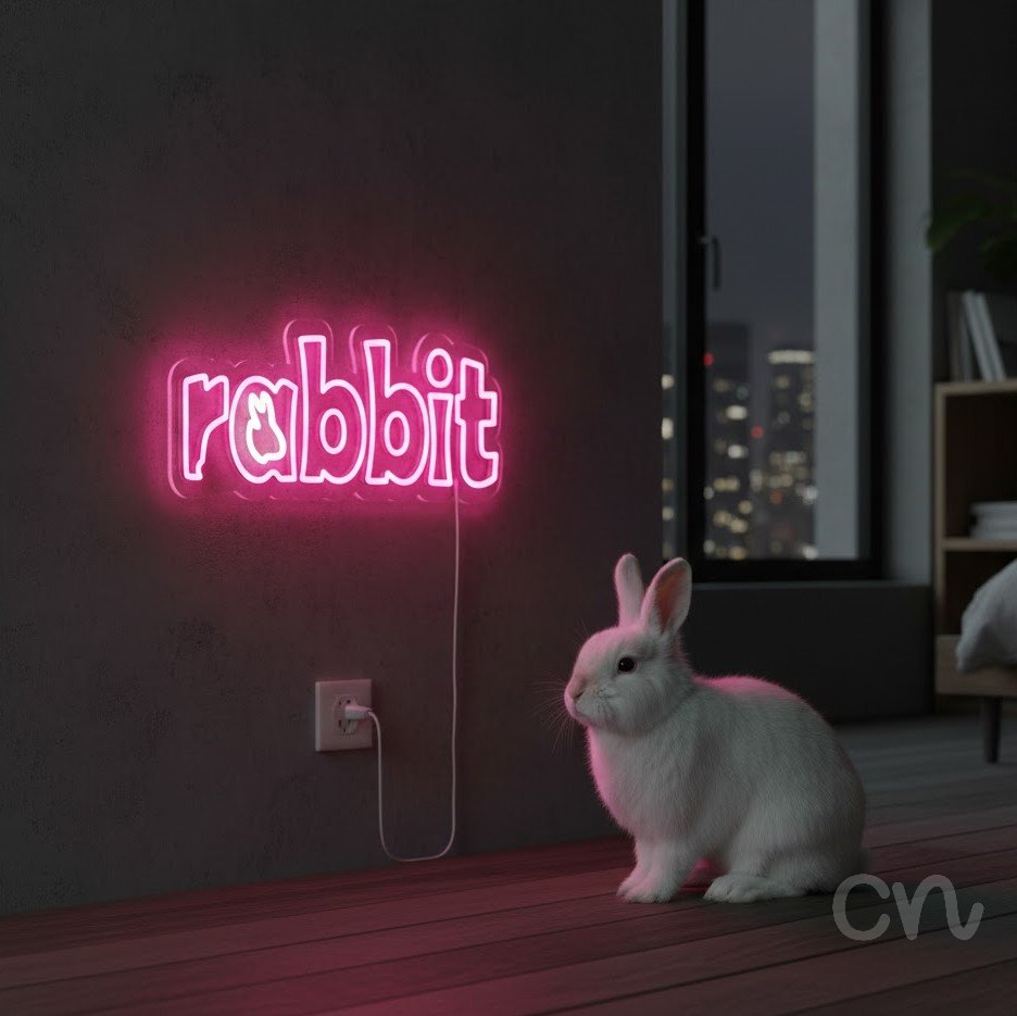 Custom Neon | Rabbit Neon Sign | 18x24 | Pink Neon Sign for Room Decor and Home Office 2