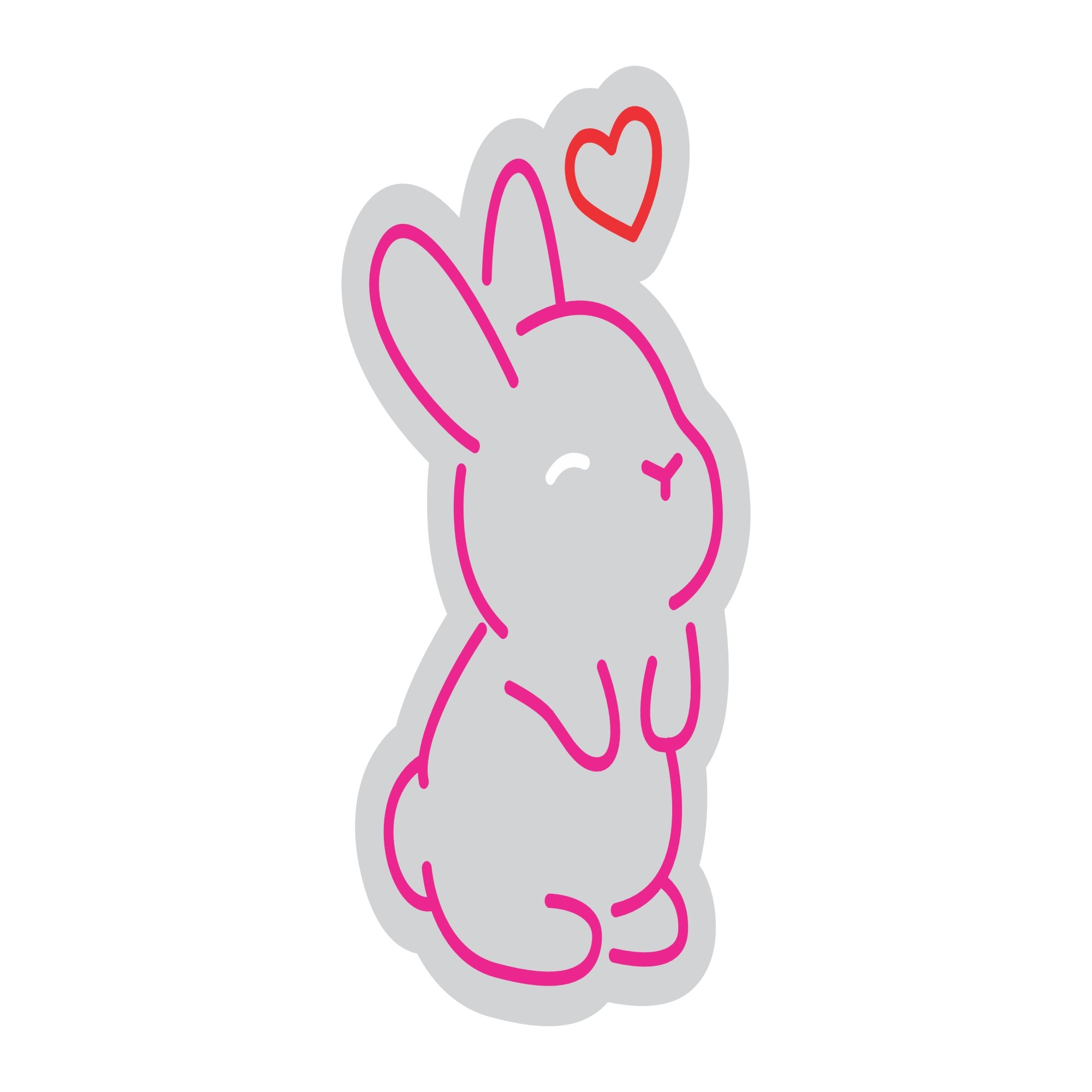 Custom Neon | Rabbit with Heart Neon Sign | 21x13 | Hot Pink Red 3