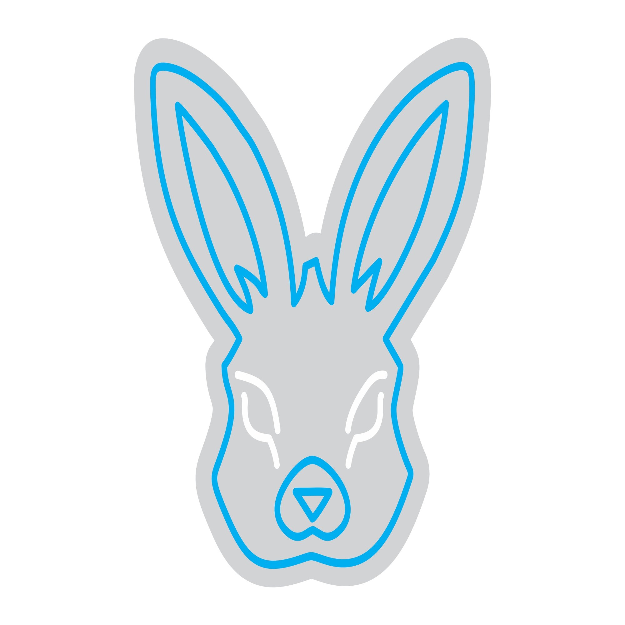 Custom Neon | Rabbit Face Neon Sign | 21x20 | Ice Blue and Warm White 3