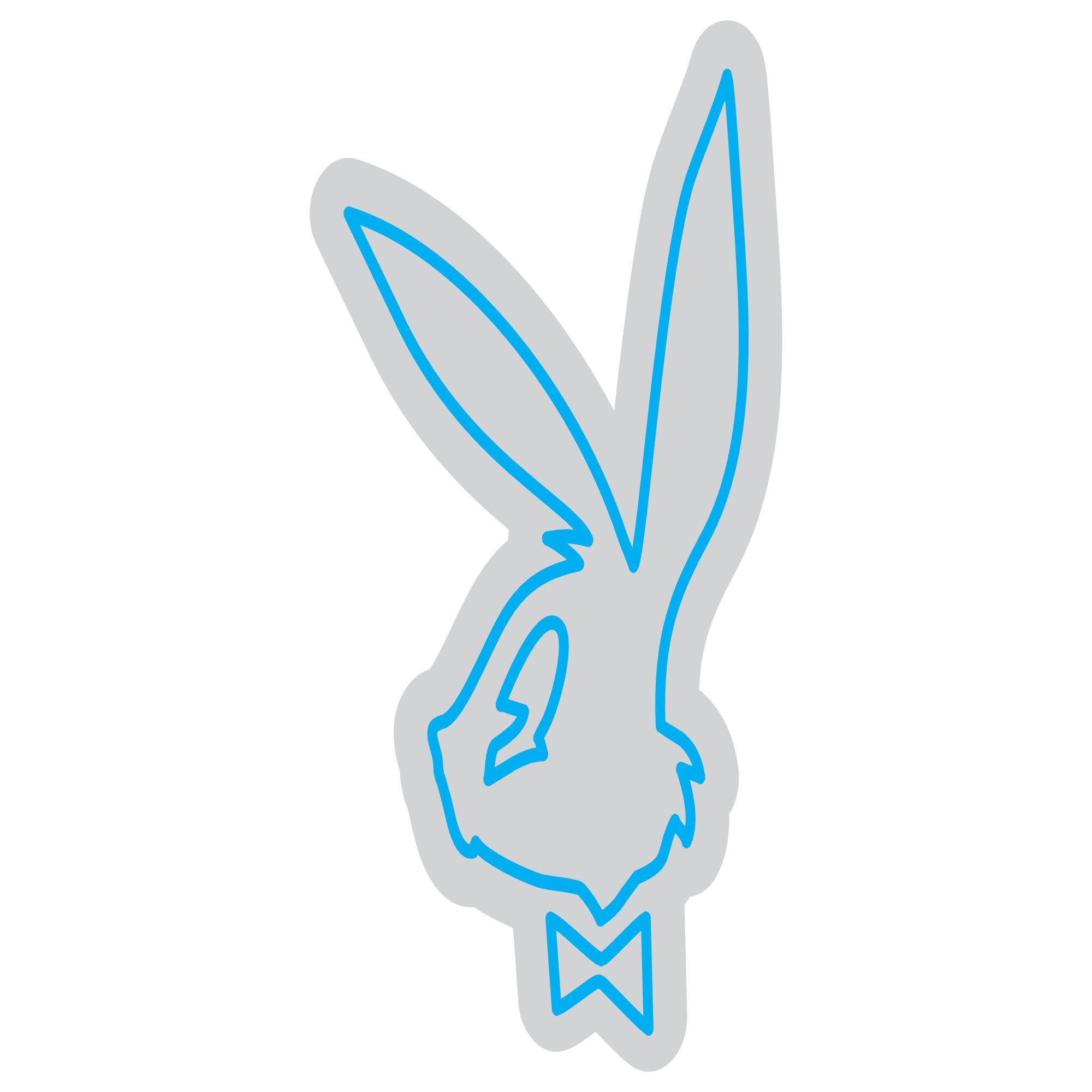 Custom Neon | Rabbit Head with Bow Tie Neon Sign | 23x15 Inches | Ice Blue 3
