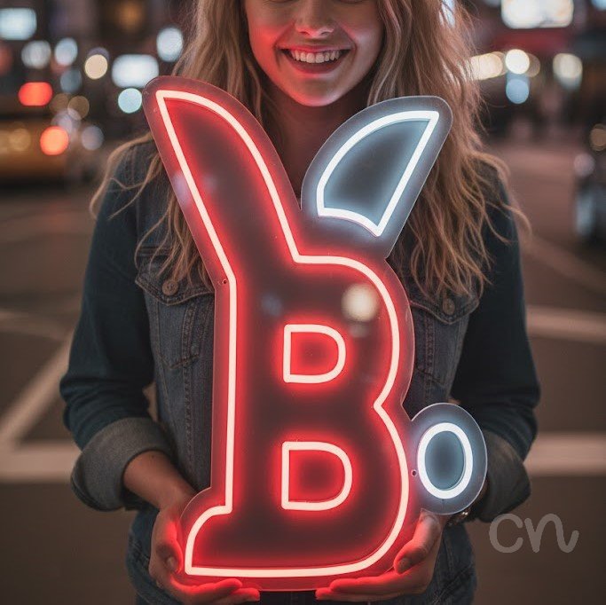 Custom Neon | B Neon Sign | 19x18 | Red Neon Sign for Home Bar Club Party Decor