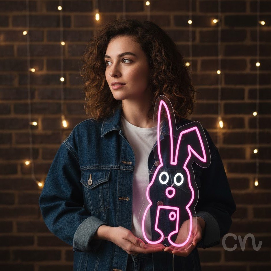Custom Neon | Rabbit Design Neon Sign | 20x12 | Hot Pink