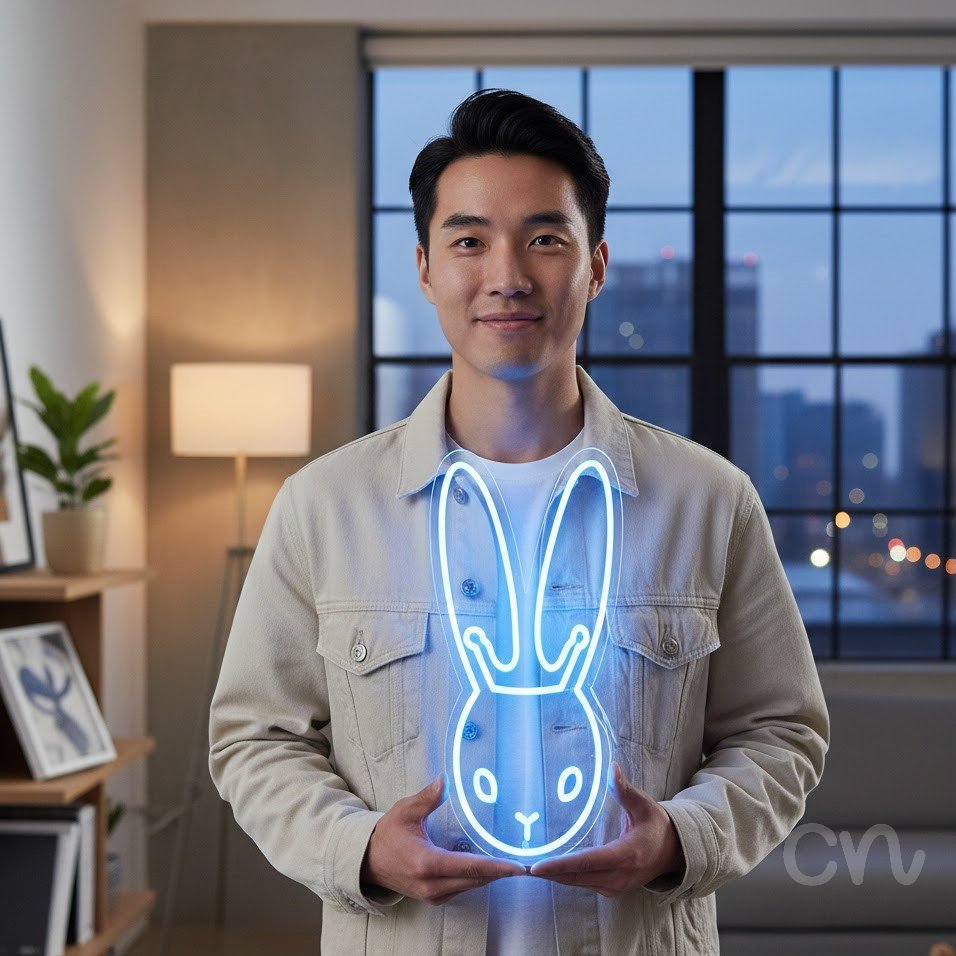 Custom Neon | Rabbit Face Neon Sign | 21x14 | Bright Blue