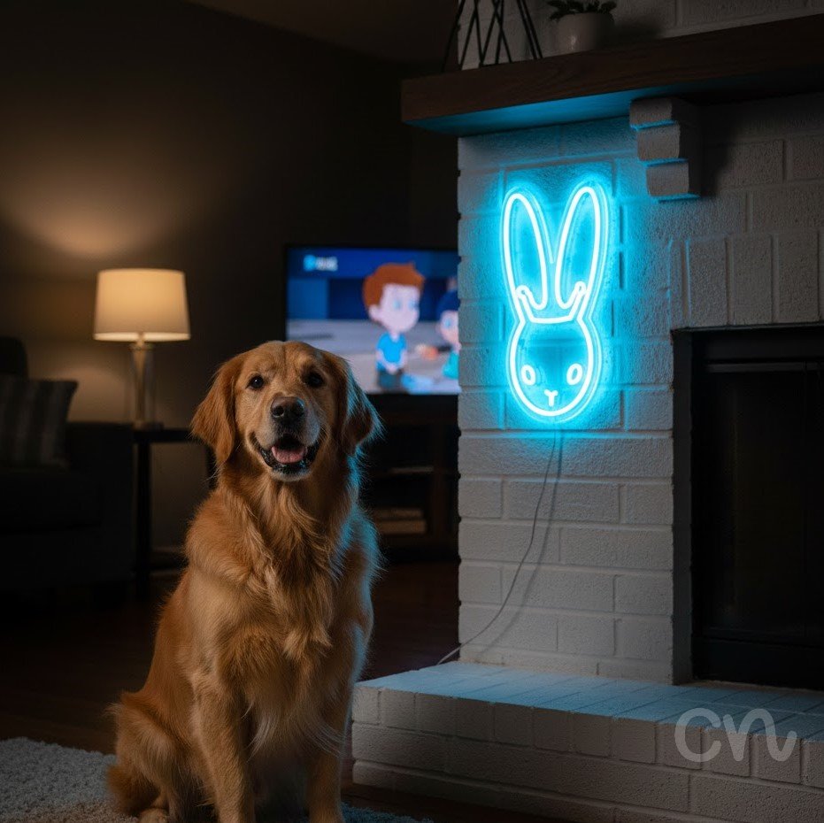 Custom Neon | Rabbit Face Neon Sign | 21x14 | Bright Blue 2