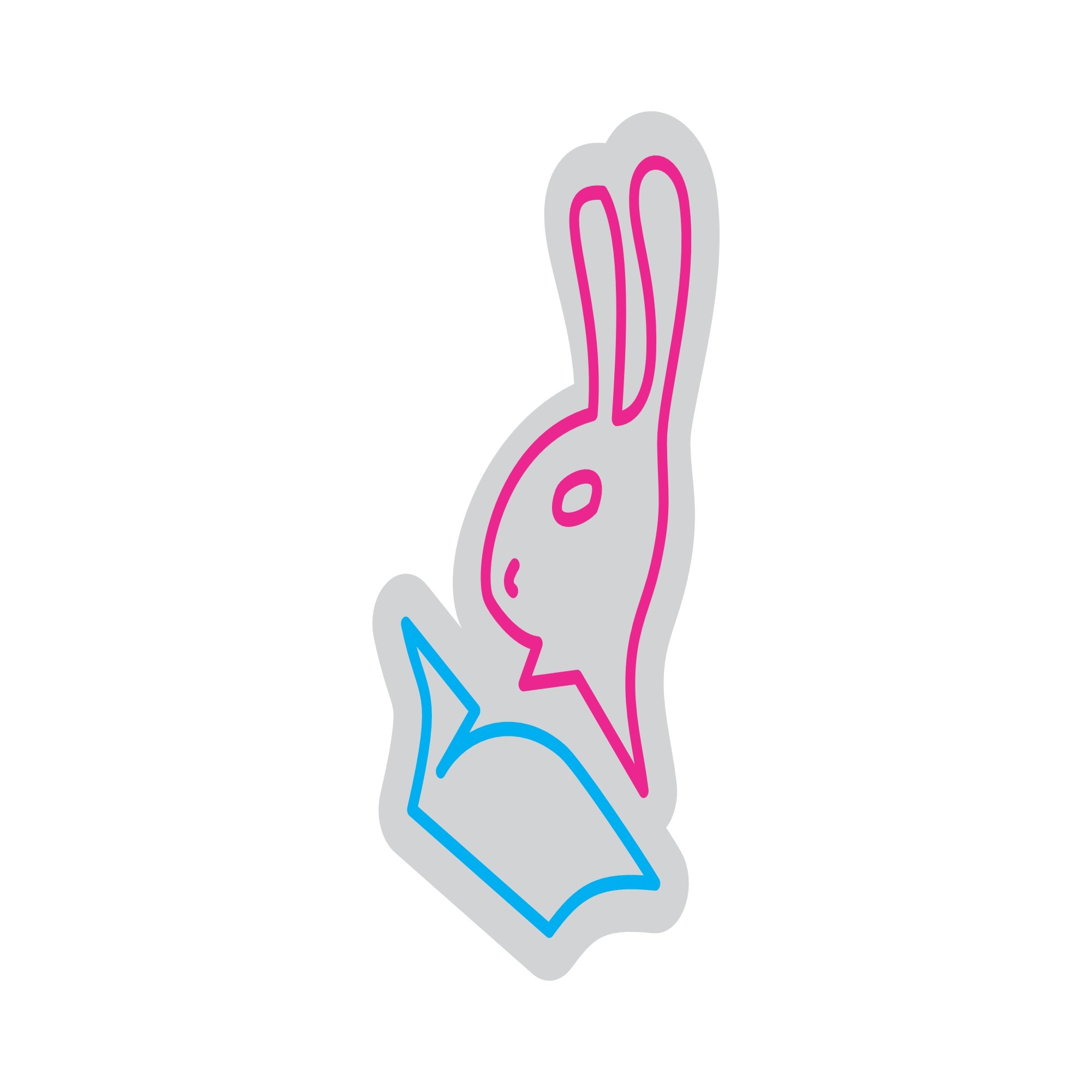 Custom Neon | Rabbit and Book Neon Sign | 19x11 | Hot Pink and Ice Blue Colors 3