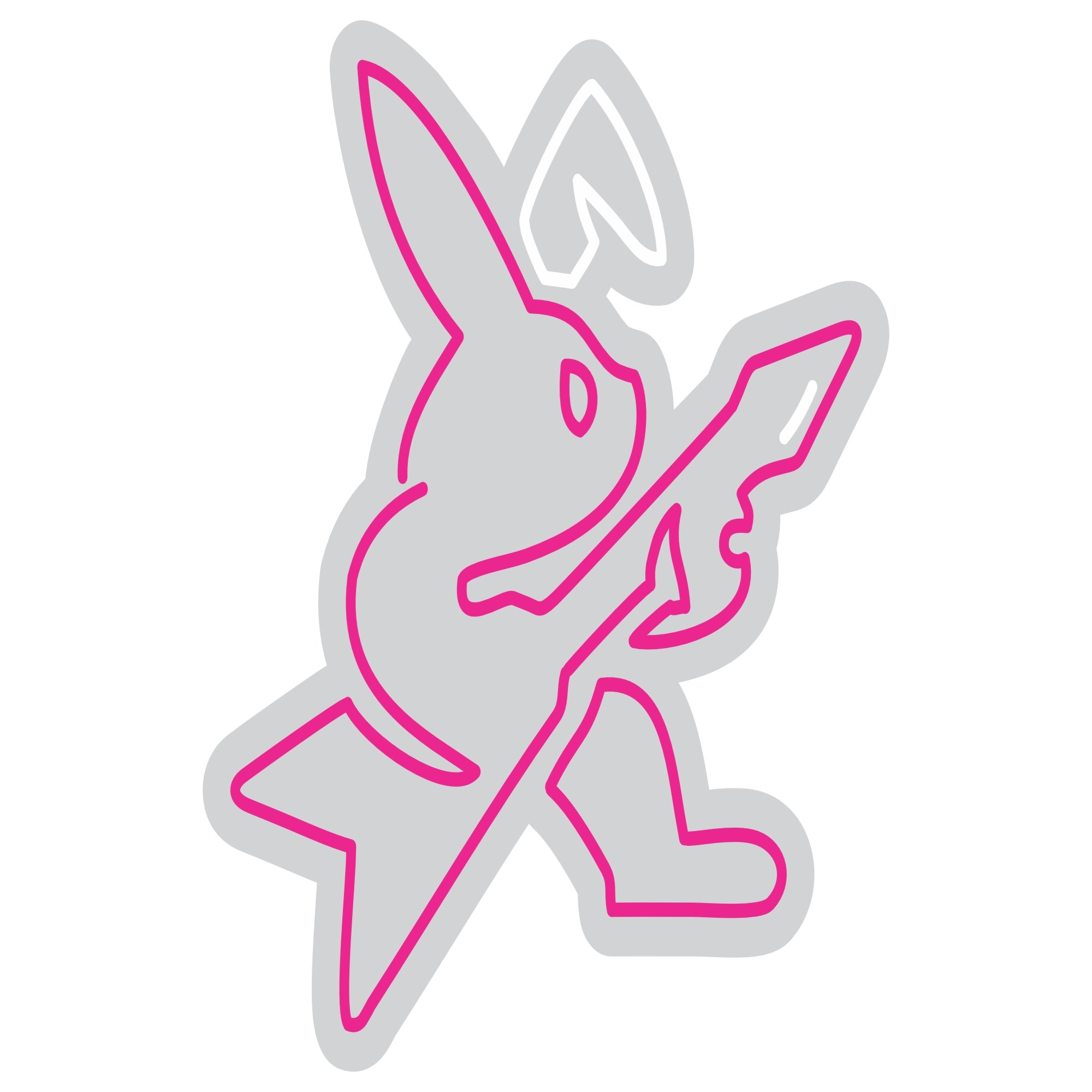 Custom Neon | Rabbit Playing Guitar Neon Sign | 23x22 | Hot Pink 3