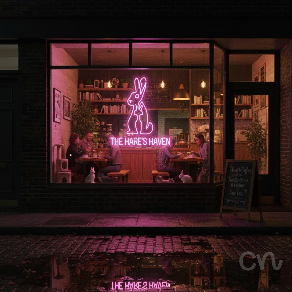 Custom Neon | Rabbit Neon Sign | 22x14 | Hot Pink Neon Sign for Decor and Parties 2