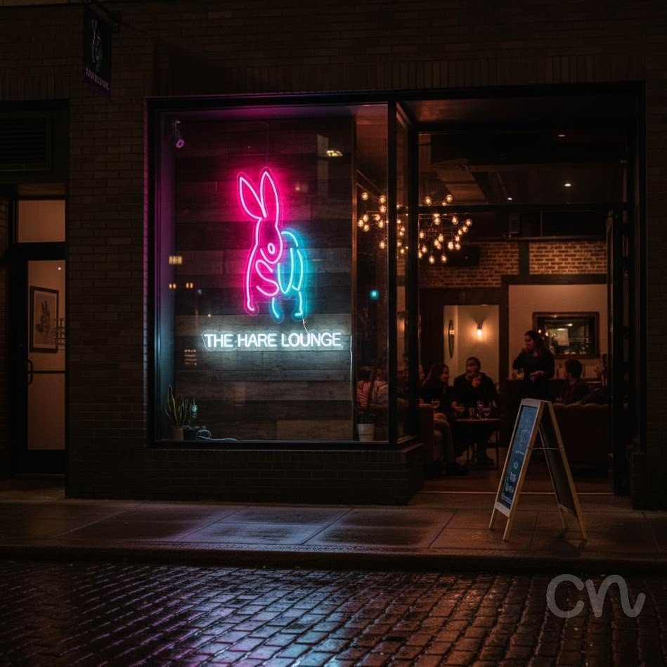 Custom Neon | Rabbit Neon Sign | 23x15 | Pink and Blue Neon Sign for Room Decor 2