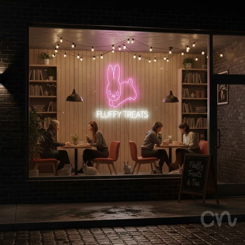 Custom Neon | Rabbit Design Neon Sign | 18x18 | Hot Pink 2